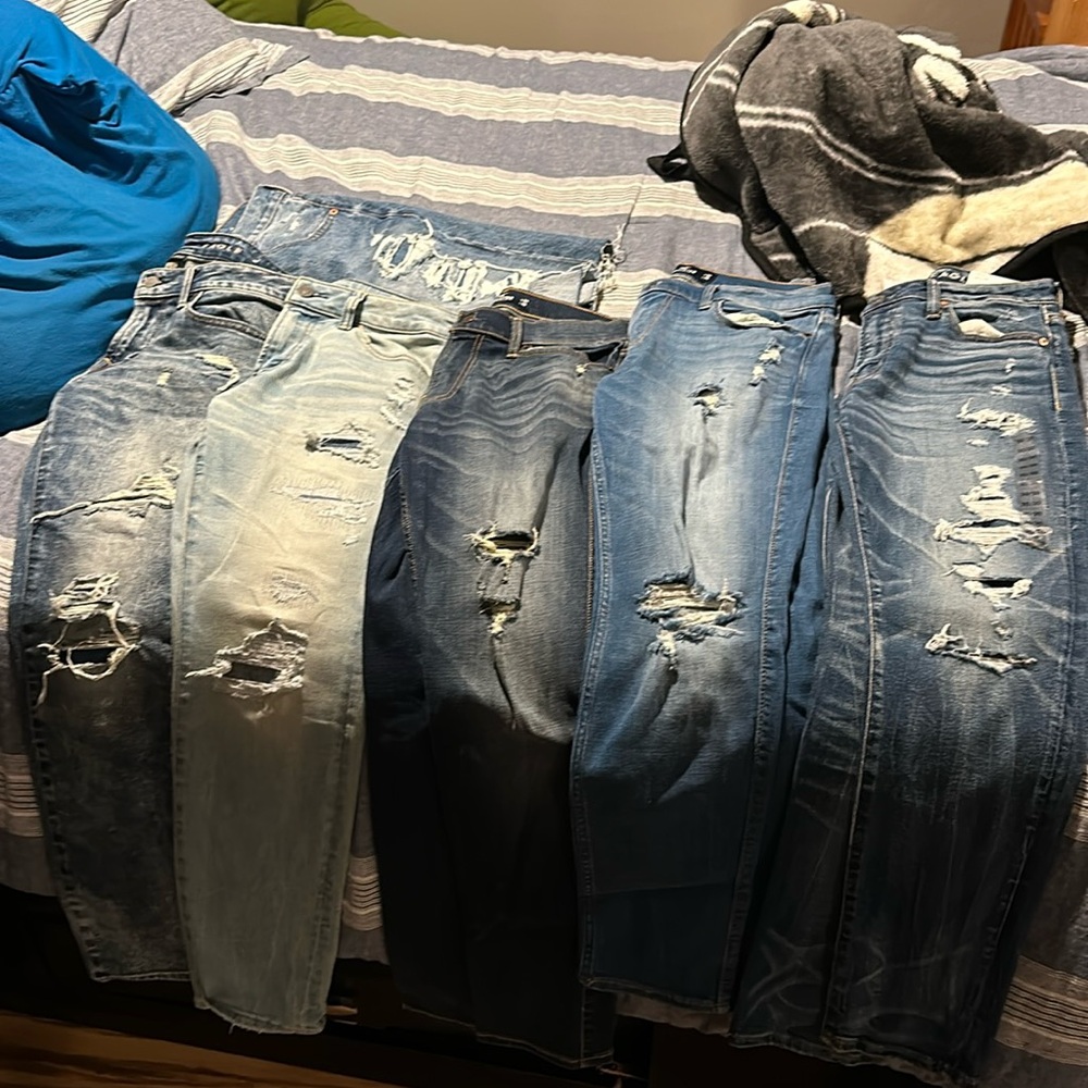 Hollister and American eagle ripped jeans